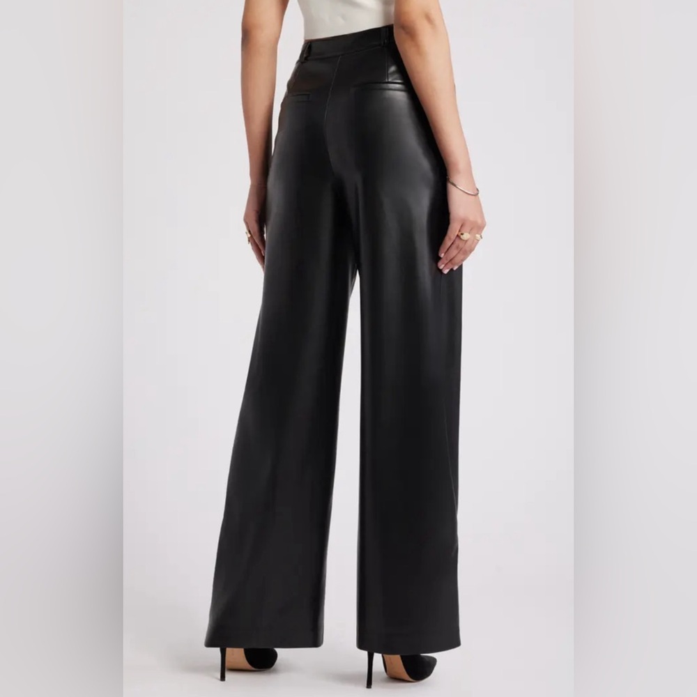 Abercrombie & Fitch Black Vegan Leather Wide Leg Pants * - Picture 3 of 6